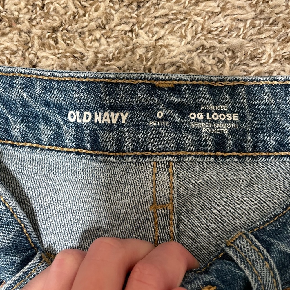 Old Navy High-Rise OG Loose Jeans with Hem Slit, Size 0 Petite